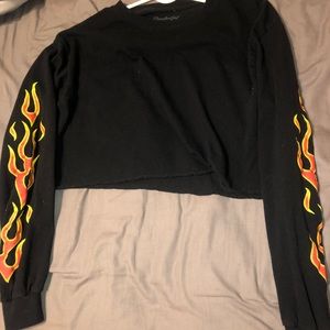 Flame Crop Top Long Sleeve